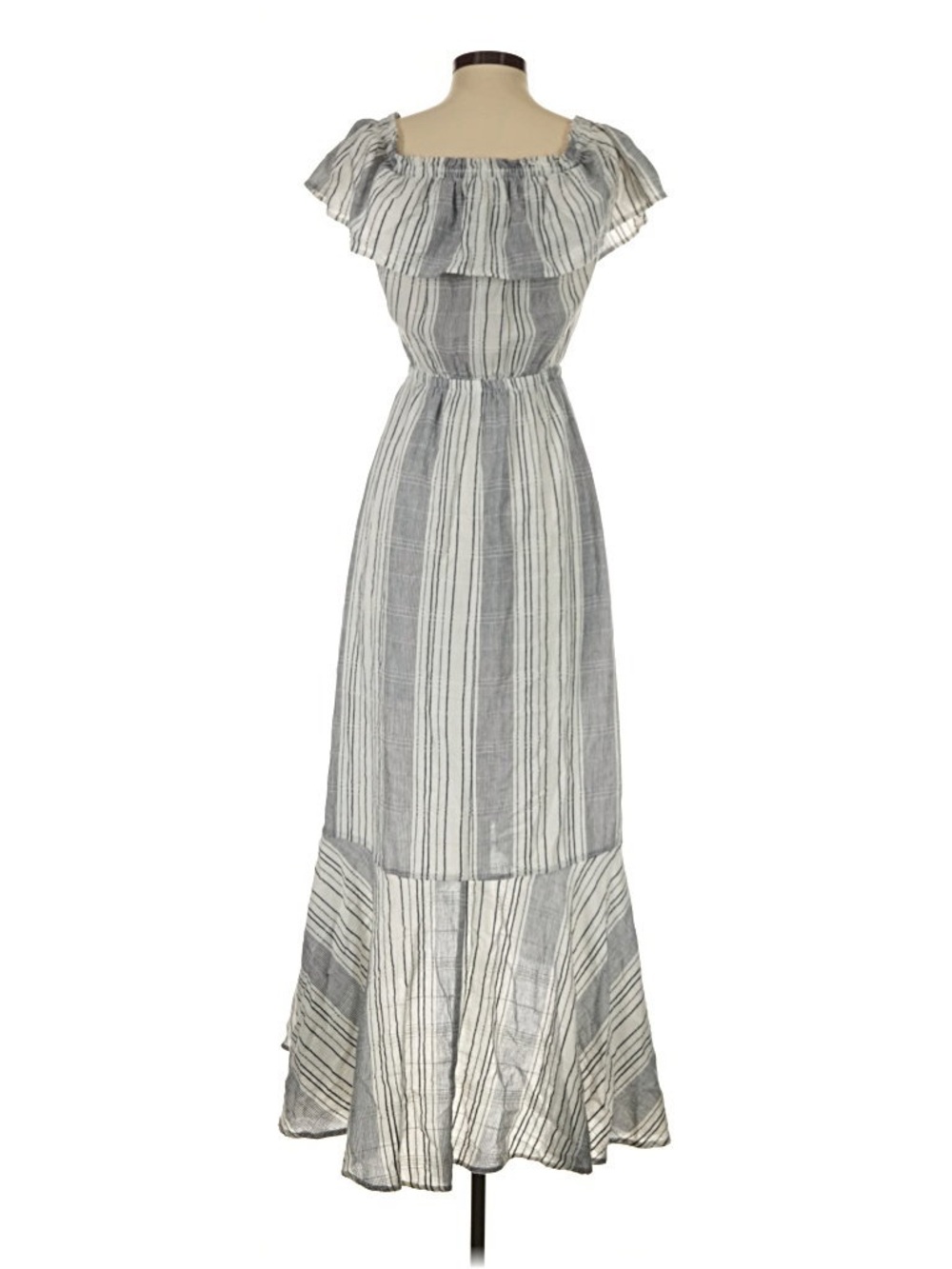 Express Striped Off Shoulder Ruffle High-Low Maxi Dress Small - Picture 2 of 9